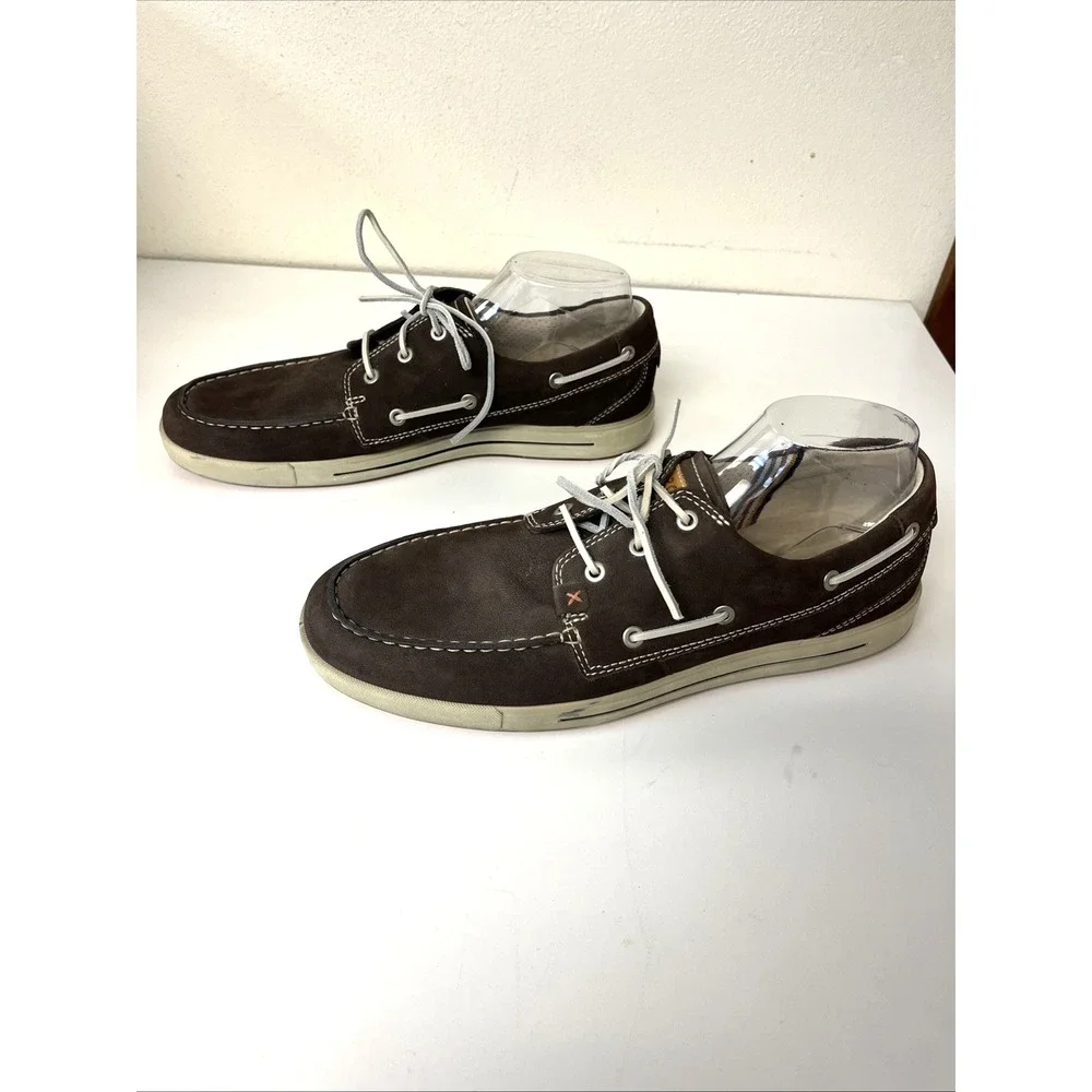 Ecco Shoes Men's 45‎ 11-11.5 Boat Lace Up Brown Suede Leather Casual